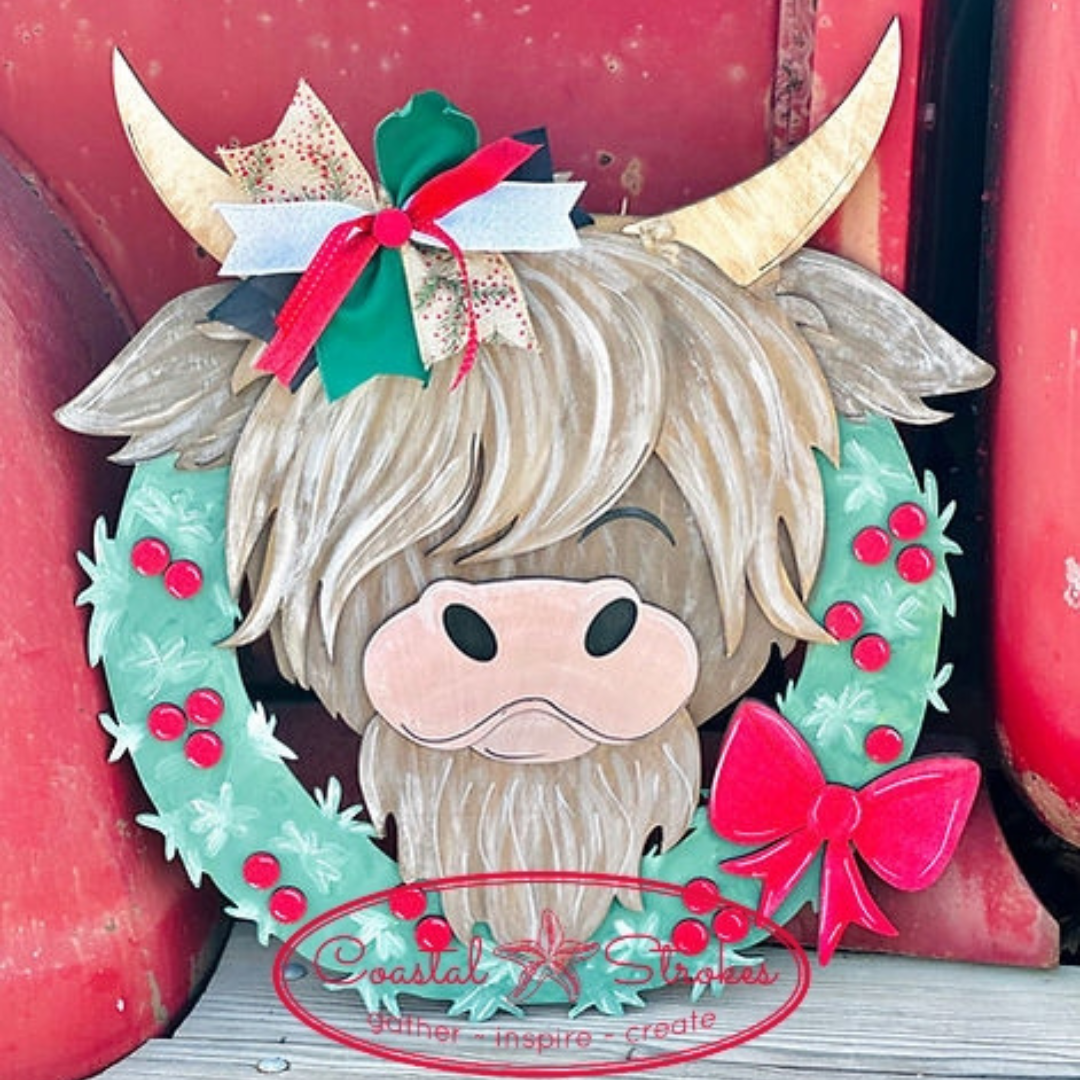 Highland Cow Christmas Wreath Door Hanger ~ 11/8/25 ~ 6:30-10:00