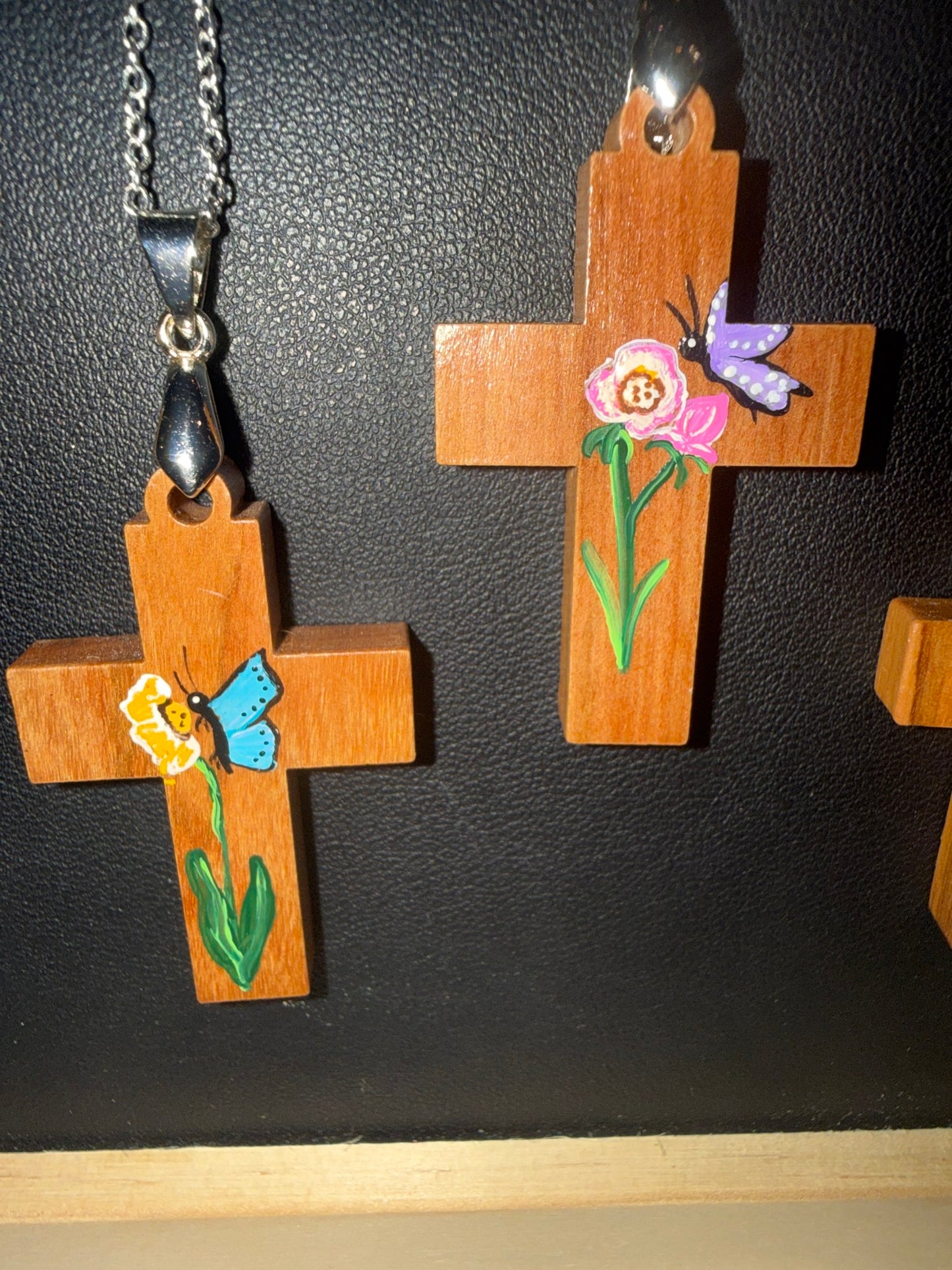 Flower butterfly cross pendants