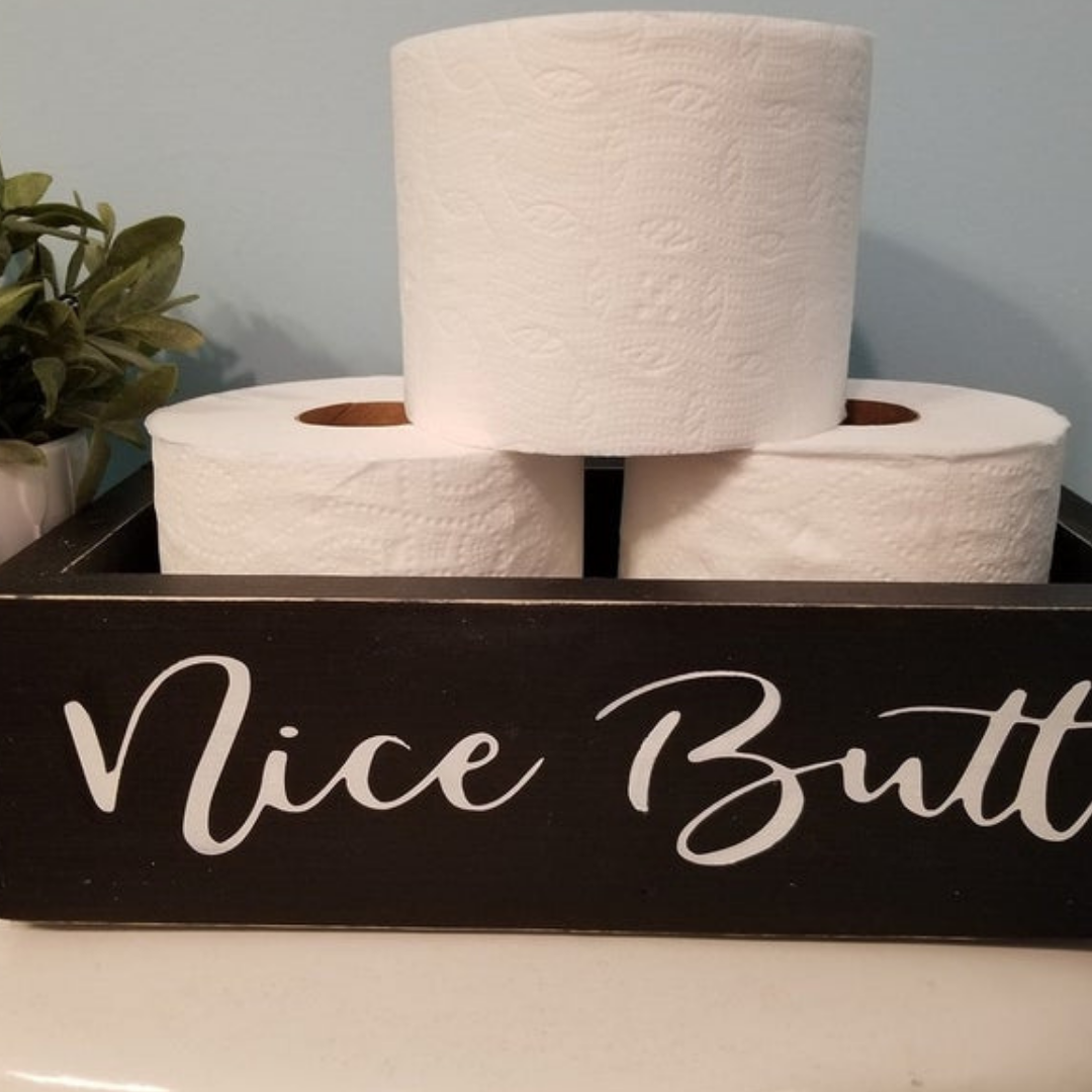 Nice Butt Box Wood Bathroom Box ~ Farmhouse Style ~ Coastal Farmhouse ~ Rustic ~ Shiplap ~ Cottage