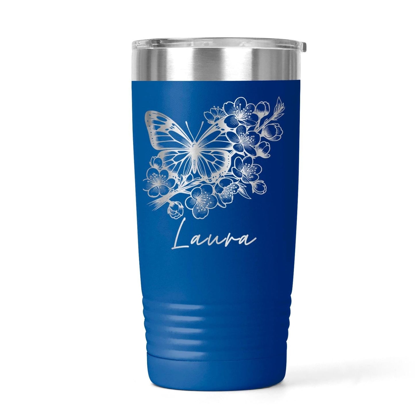 Personalized Butterfly Tumbler - Custom Insulated 20 oz Stainless Steel Mug