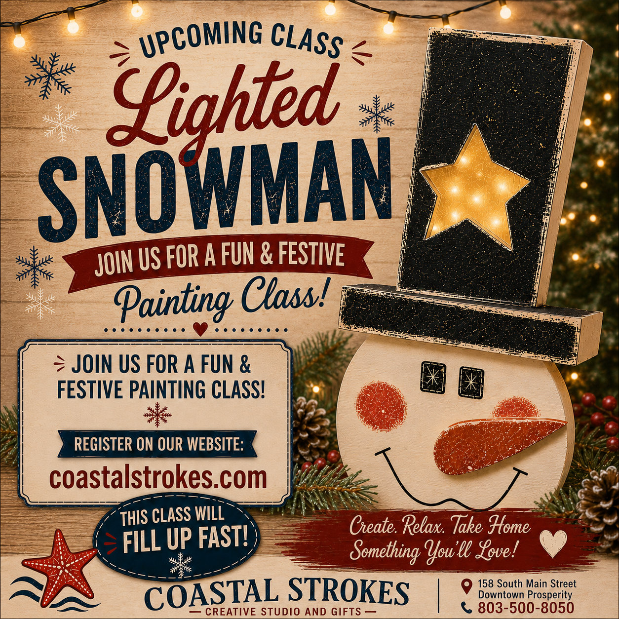 SPECIALTY ~ Lighted Wooden Snowman ~ 10/3/26 ~ 6:30-10:00