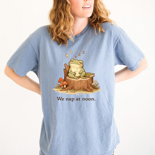 Whimsical Frog Shirt – Cute Frog Shirt With We Nap At Noon Tee, Cozy Cotton