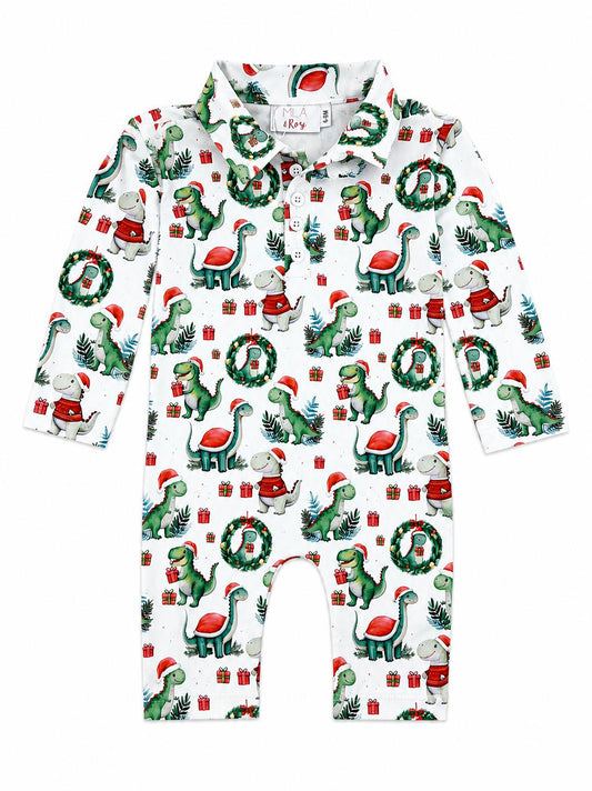 Santa Saurus L/S Polo One-Piece