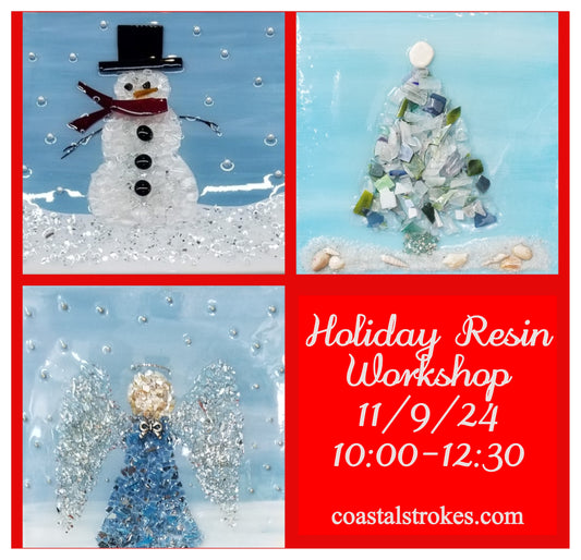 Holiday Resin Canvas Workshop ~ 11/9/24 ~ 10:00-12:30 ~ $45.00