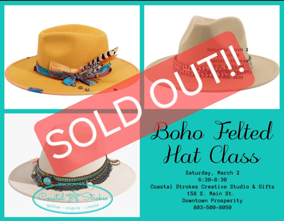 Felted Boho Hat Class ~ 3/2/24 ~6:30-9:30