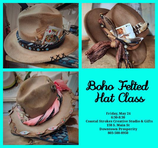 Felted Boho Hat Class ~ 5/24/24  ~6:30-8:30