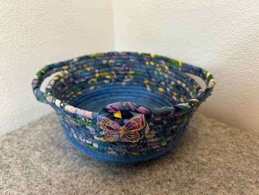Rope Bowl  Blue & batik