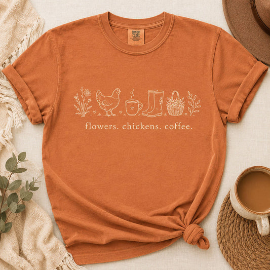 Chicken Mom Shirt - Comfort Colors Tee | Country Living Shirt With Cozy Coffee Vibe