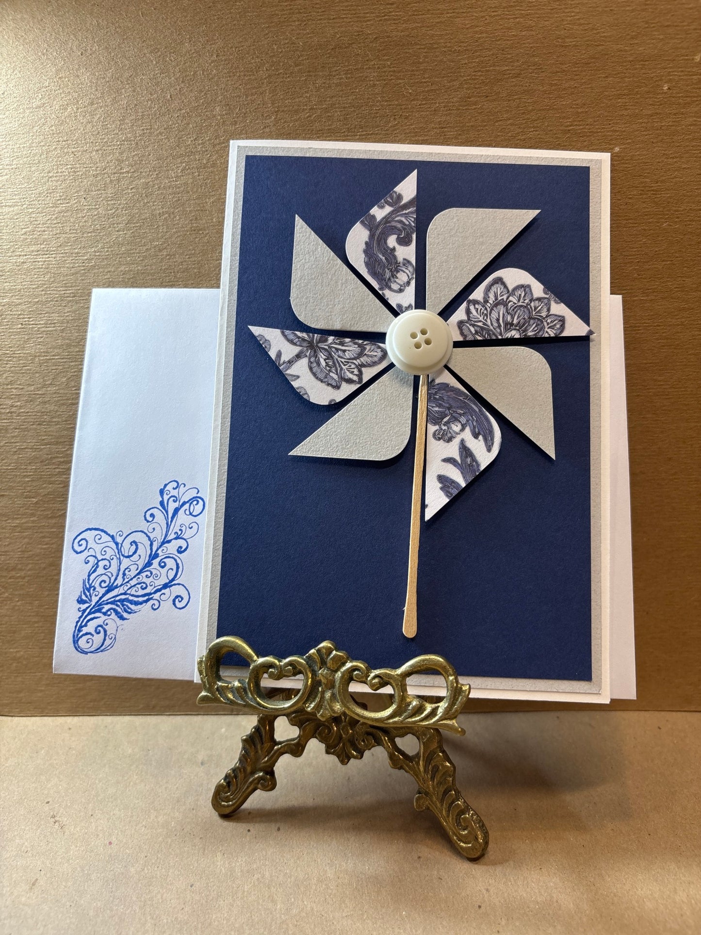 Encouragement-Blue Pinwheel w/Button