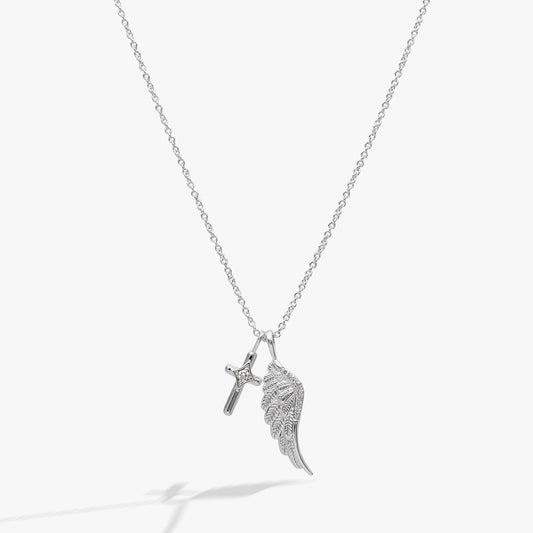 Alex & Ani Faith Cross and Angel Wing Charm Necklace