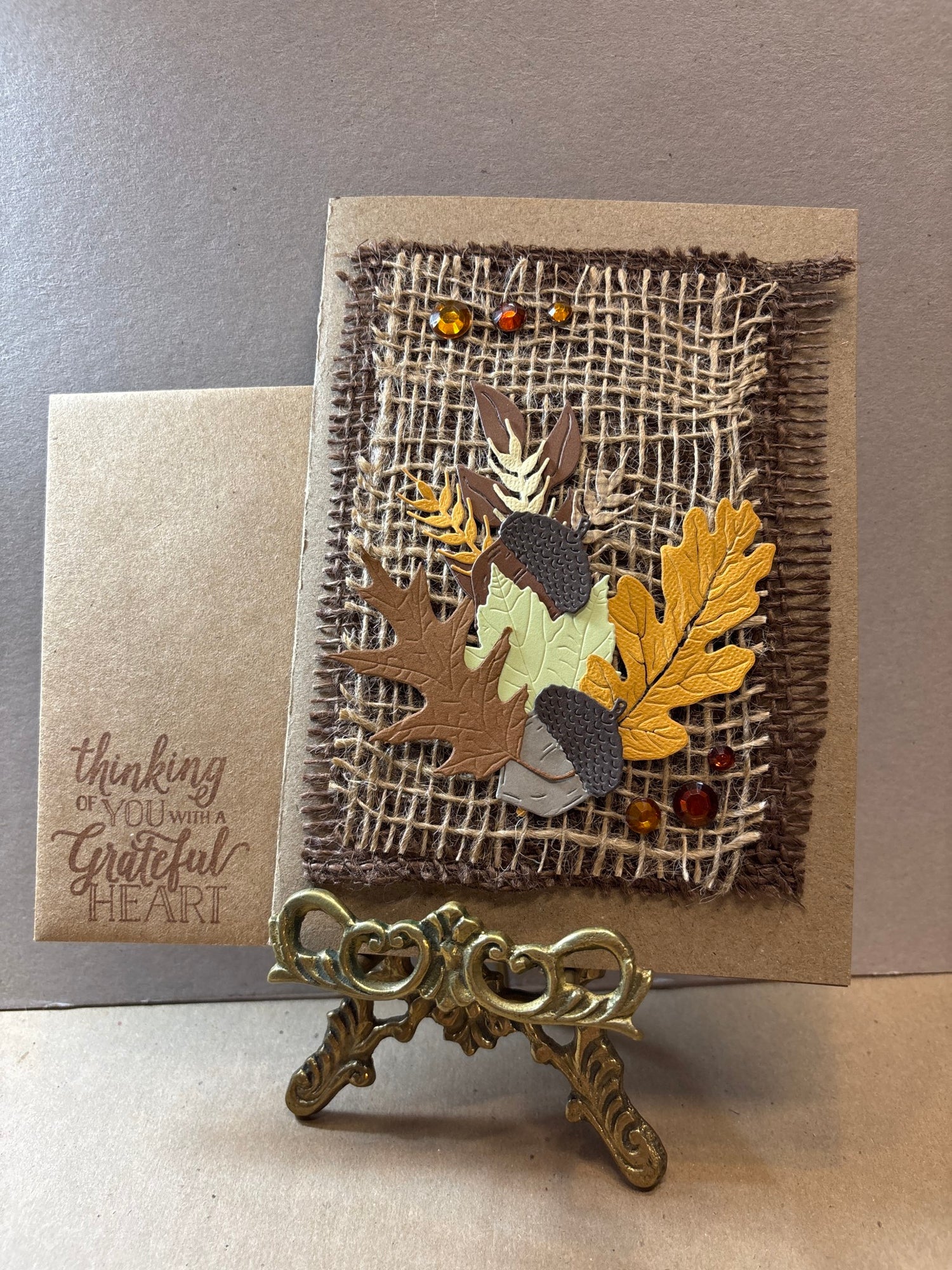 Thinking Of You-Burlap Fall Leaves