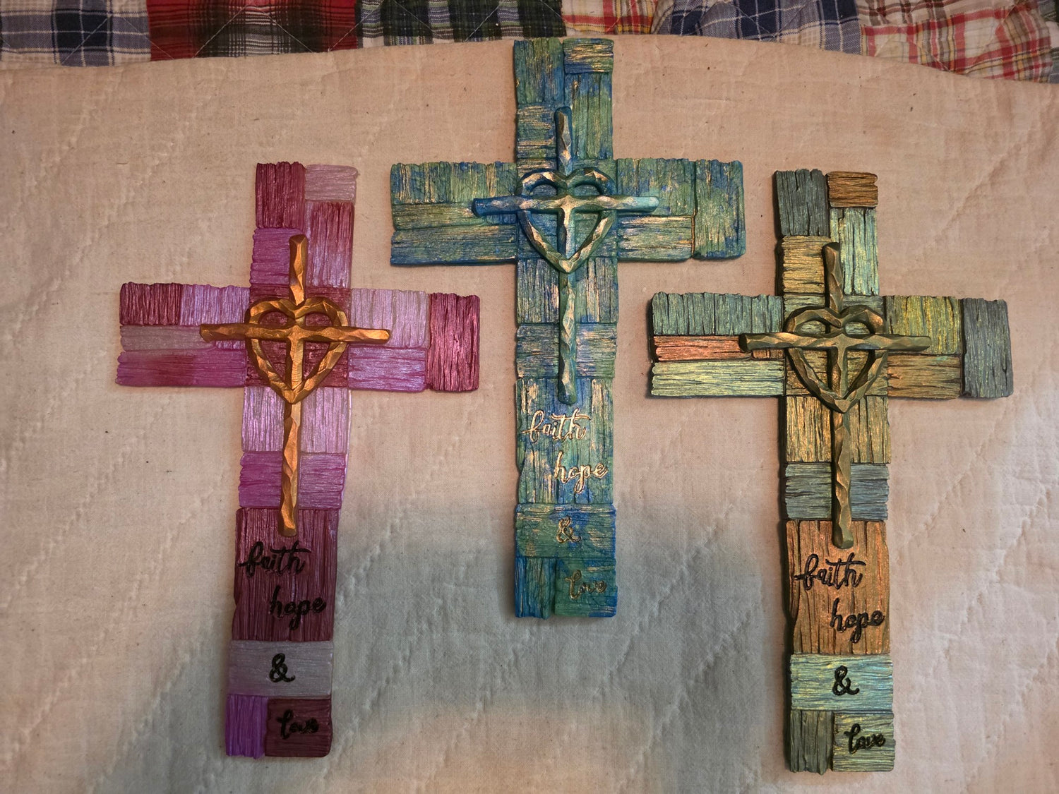 Faith hope and love green brown