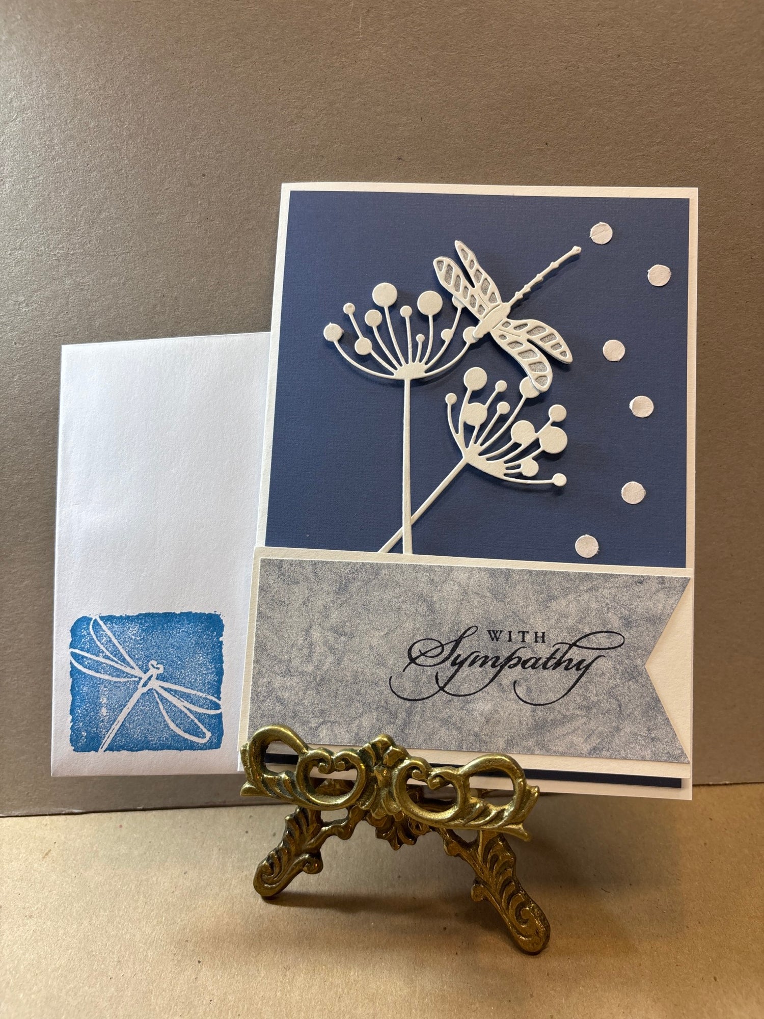 Sympathy-Blue w/Dragonfly & White Flowers