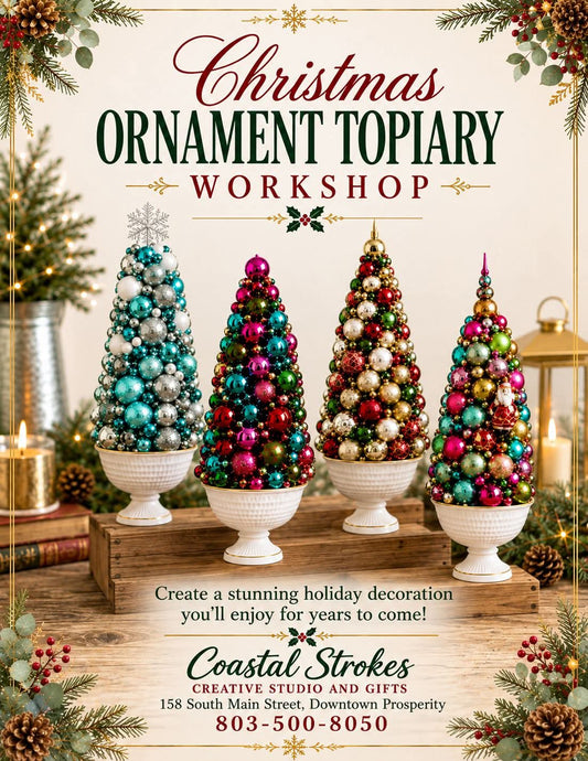 SPECIALTY ~ Christmas Ornament Topiary Workshop ~ 10/2/26 ~ 6:30-9:30