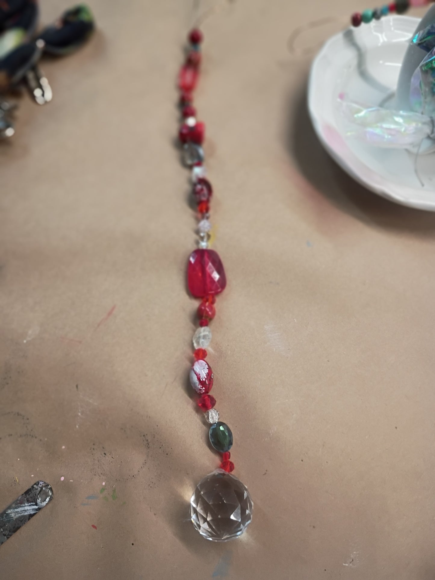Red Bead Crystal Suncatcher