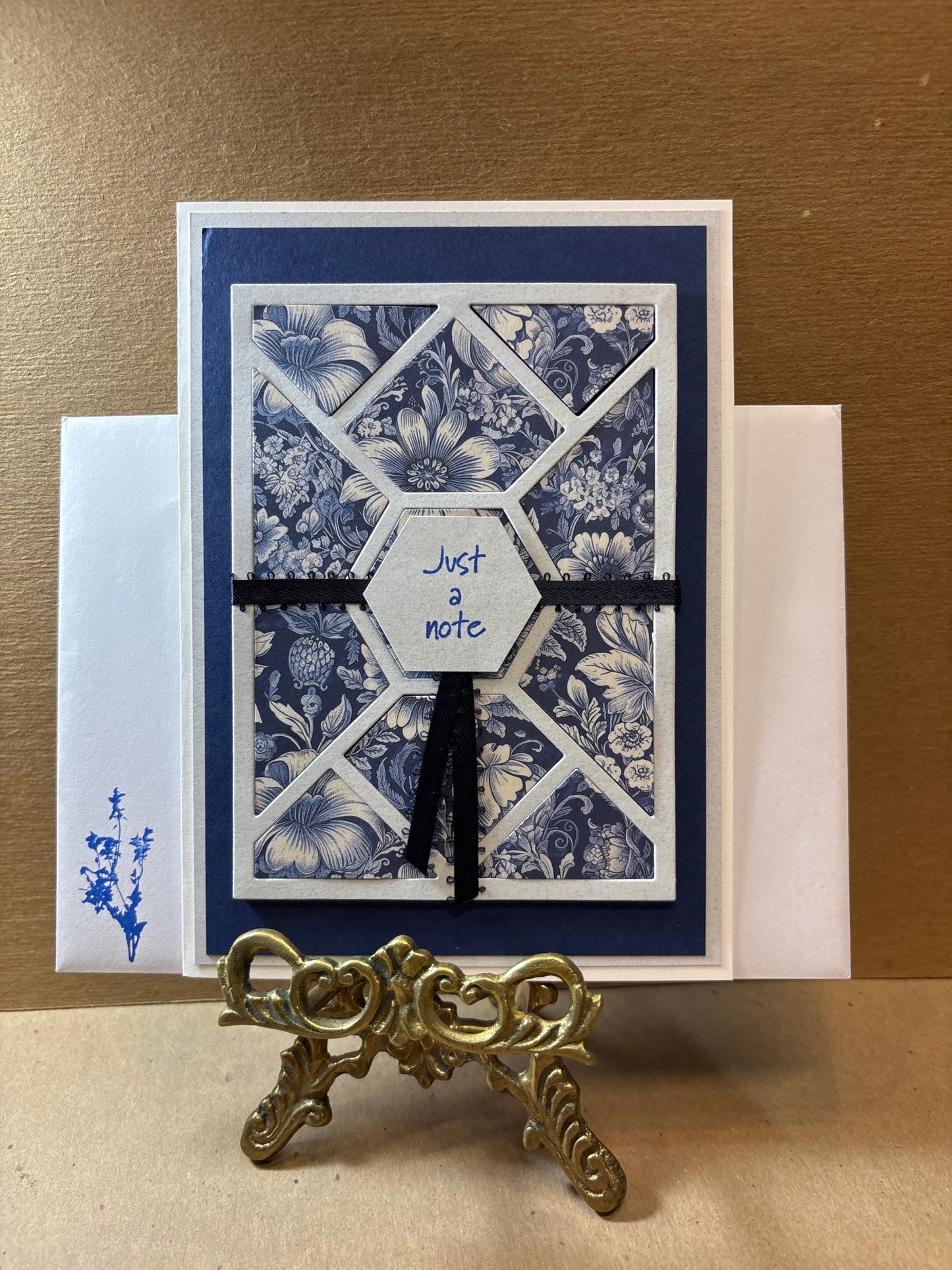 Encouragement- Just a Note -Blue Quilt w/Ribbon