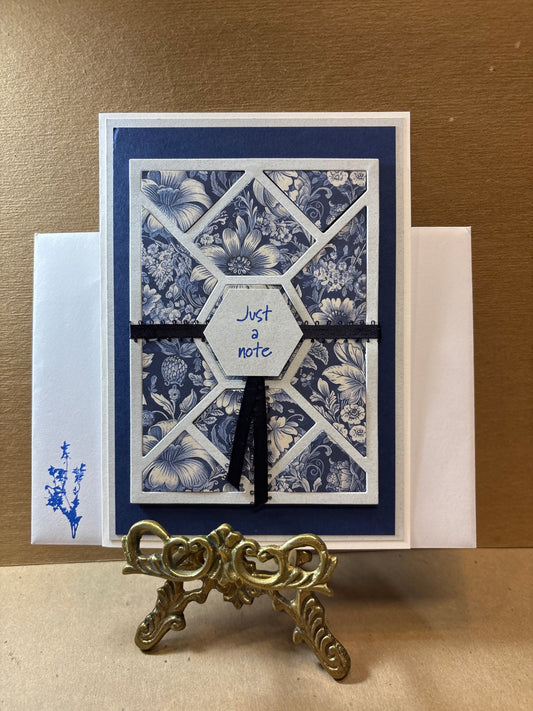 Encouragement- Just a Note -Blue Quilt w/Ribbon