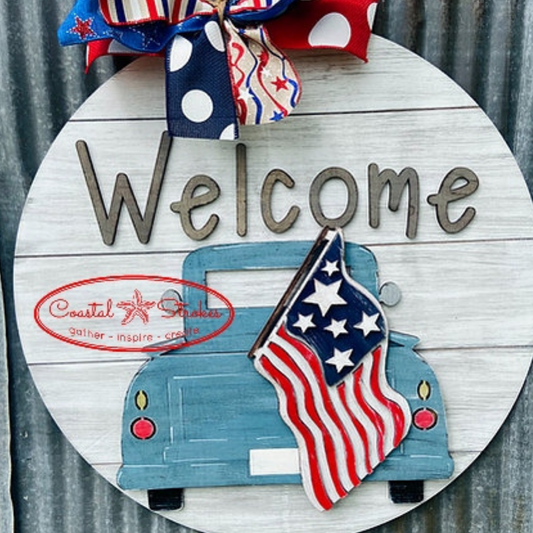 Welcome Patriotic Truck Door Hanger ~ PRE ORDER