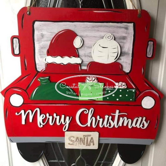 Santa and Mrs. Claus Vintage Truck Door Hanger ~ PRE ORDER